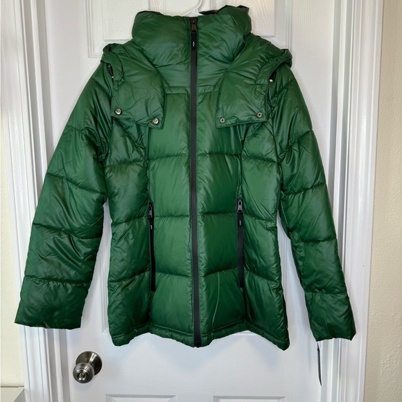 Kenneth Cole Women’s Heavy Weight Down Puffer Jacket Green Emerald Size Medium - Picture 1 of 12